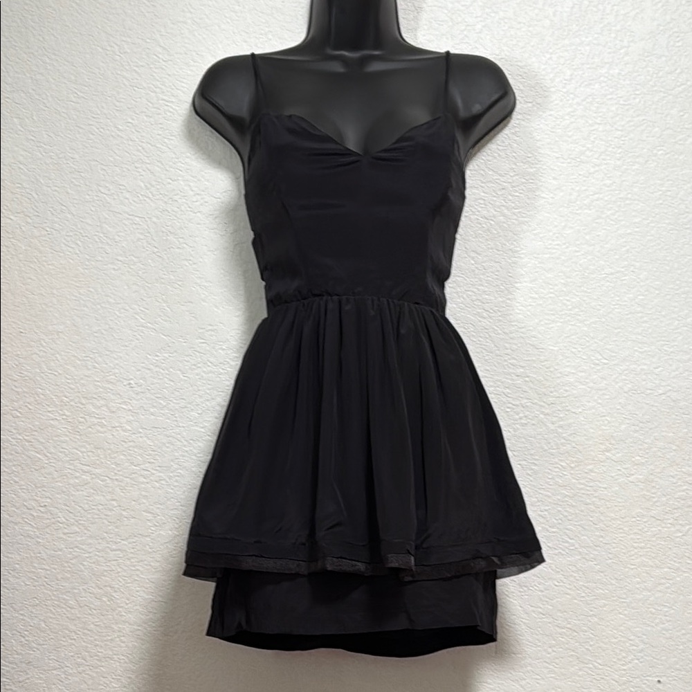 *Mayne Ashley Ann Spaghetti Strap Black Silk Double Hem Dress Size 2